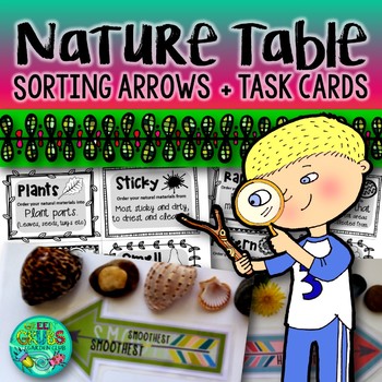 Preview of Nature Table Task Cards & Sorting Arrows {for grouping natural materials}