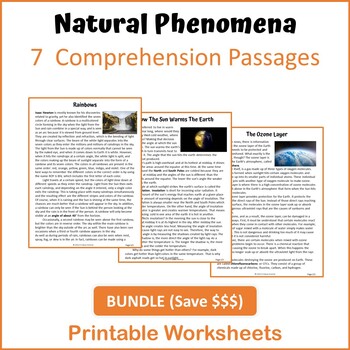 Preview of Natural Phenomena Bundle Reading Comprehension - Printable Worksheets