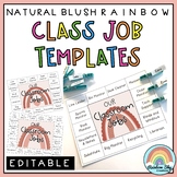 Natural Rainbow Classroom Job Templates | Simple class jobs