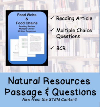 Preview of Natural Resources Reading Passages and Questions (Distance Learning)