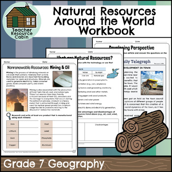 Preview of Natural Resources Around the World Workbook (Grade 7 Ontario Geography)