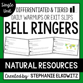 Preview of Natural Resources Bell Ringers | Printable & Digital Distance Learning