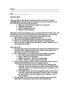 Preview of Natural Resources - Group Critical Thinking Extension Projects