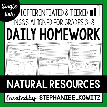 Preview of Natural Resources Homework | Printable & Digital