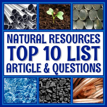 Preview of Natural Resources Reading Article and Worksheet