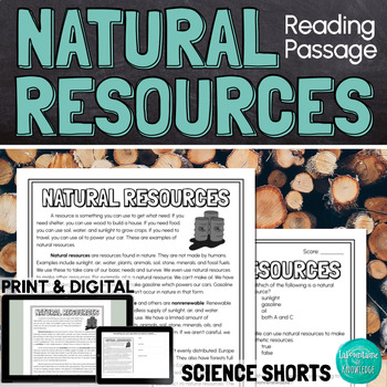 Preview of Natural Resources Reading Comprehension Passage PRINT and DIGITAL