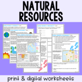 Natural Resources - Reading Comprehension Worksheets