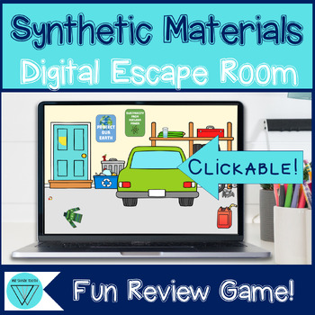 Preview of Natural Resources Synthetic Materials Escape Room Activity: MS-PS1-3 Review Game