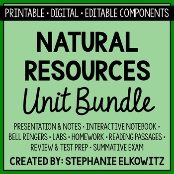 Preview of Natural Resources Unit Bundle | Printable, Digital & Editable Components