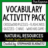 Natural Resources Vocabulary Activities | Flashcards, Quiz