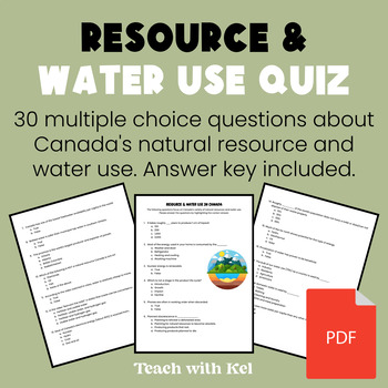 Preview of Natural Resources & Water Use Quiz - Canadian Geography Quiz