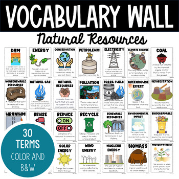 Preview of Natural Resources Word Wall | Vocabulary Wall | Vocabulary Posters