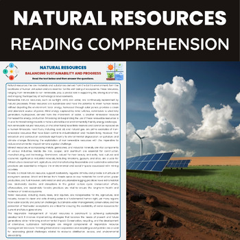 Preview of Natural Resources Reading Passage | Renewable and Nonrenewable Resources