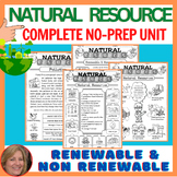 Natural Resources Worksheets, Renewable, Nonrenewable, Con
