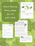 Natural Resources fluency passage, close reading, and pref