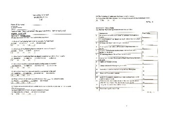 Preview of Natural Science Baseline Test and Answer Sheet - Grade 8