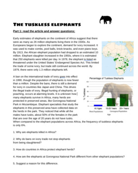 Preview of Natural Selection Activity - The Tuskless Elephants 