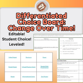 Preview of Natural Selection & Change Over Time Differentiated Choice Board!