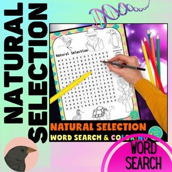 Preview of Natural Selection: Evolution and Adaptations Word Search Coloring Activity