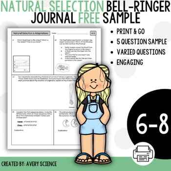 Preview of Natural Selection and Adaptations Bell Ringer Journal Free Sample