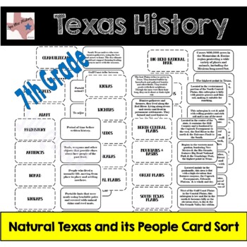 Preview of Texas History - Natural Texas and its People Card Sort