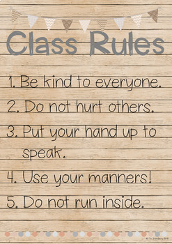Natural Theme Class Rules Poster EDITABLE by Mrs Strawberry | TPT
