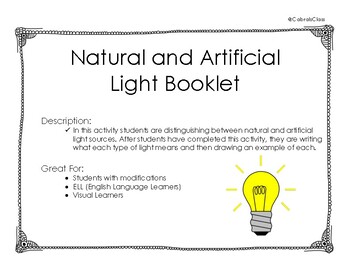 Man Made Light and Natural Light 2 worksheet