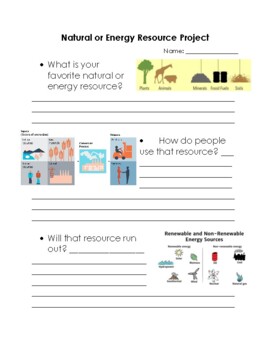 Preview of Natural or Energy Resource Research Project organizer