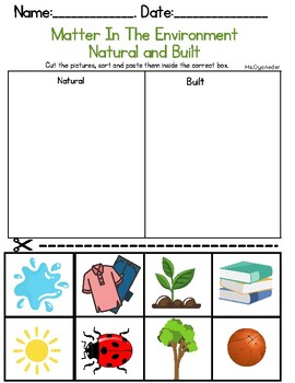 Preview of Natural vs Built- Matter In The Environment Sorting Activity