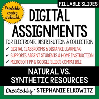 Preview of Natural vs. Synthetic Resources Digital Activities | Distance Learning