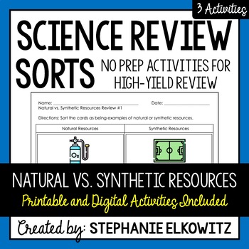 Preview of Natural vs. Synthetic Resources Review Sort | Printable, Digital & Easel