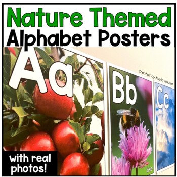 Preview of Nature Alphabet Posters with Real Pictures for Classroom Decor