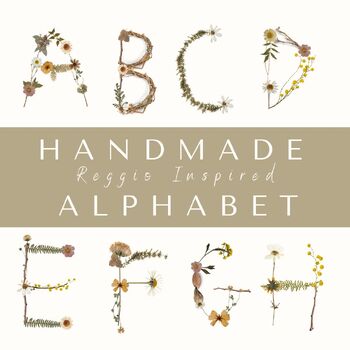 Preview of Nature Alphabet bunting and flashcards + poster - reggio emillia - handmade font