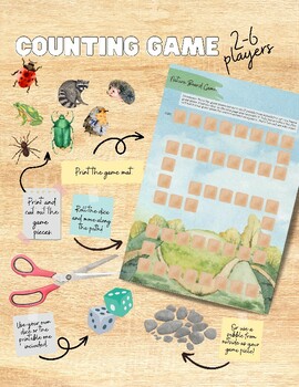 Preview of Nature Board Game, Printable Board, Counting Practice, Math Practice, Homeschool