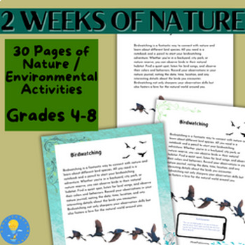 Preview of Nature, Earth Day, Environment & Wellness Outdoor Activities gr. 4, 5, 6, 7 & 8