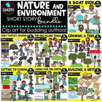 Preview of Nature & Environment Short Stories Clip Art Bundle {Educlips Clipart}