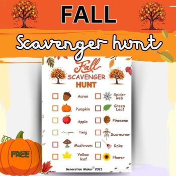 Preview of Nature Exploration: Fall Scavenger Hunt Game for kids