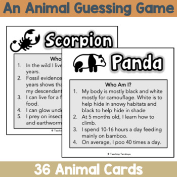 Nature Games: Who Am I? An Animal Guessing Game for OLDER KIDS! | TPT