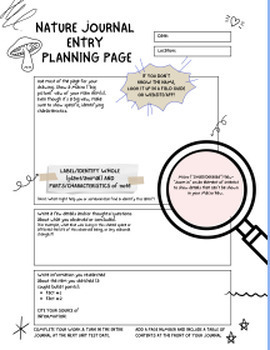 Preview of Nature Journal Graphic Organizer & Rubric