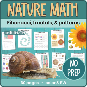 Preview of Nature Math Fibonacci Patterns, Activities, & Scavenger Hunt | NO PREP