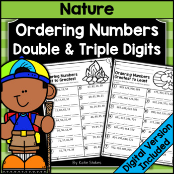 Preview of Nature Math Ordering Numbers Least to Greatest | Print & Digital