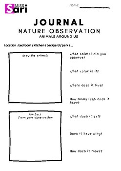 Nature Observation Journal Worksheets Resources | TpT