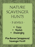 Nature Outdoors and Camping Scavenger Hunt Lists