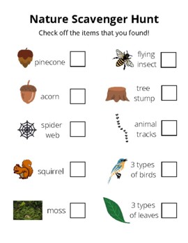 Nature Scavenger Hunt by Netta's Nook | Teachers Pay Teachers