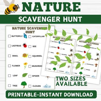 Preview of Nature Scavenger Hunt- Nature Activity Indoor or Outdoor