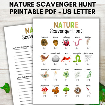 Preview of Nature Scavenger Hunt | Outdoor Treasure Hunt | Outdoor Scavenger Hunt Printable