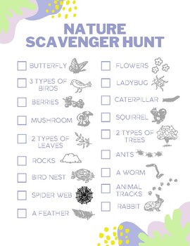 Nature Scavenger Hunt, Scavenger Hunt Activity, Summer Activity, Backyard