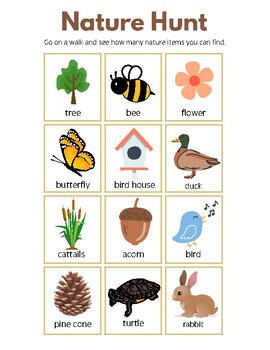 Nature Scavenger Hunt with Printable Pictures for Indoor or Outdoor ...