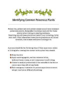 Nature Study: Identifying Common Poisonous Plants | TPT