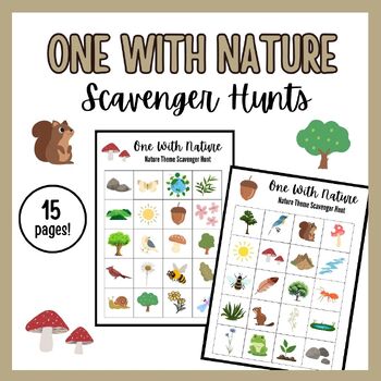 Preview of Nature Theme Printable Scavenger Hunt Activity Package